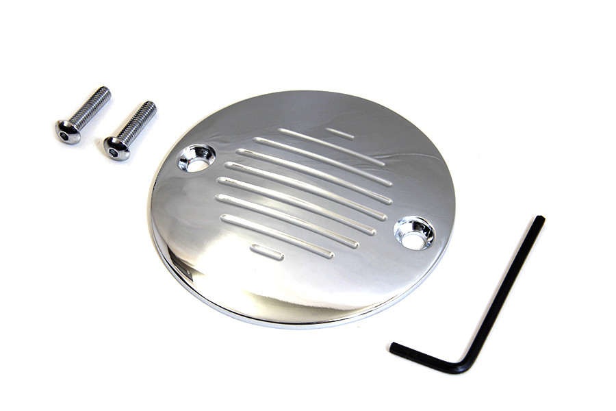 V-Twin #77833 - Grooved Ignition System Cover 2-Hole Chrome