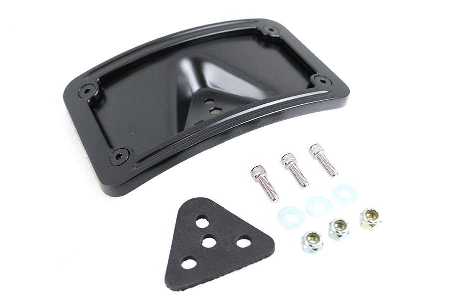 V-Twin #76596B - License Plate Bracket Curved Laydown Style Black