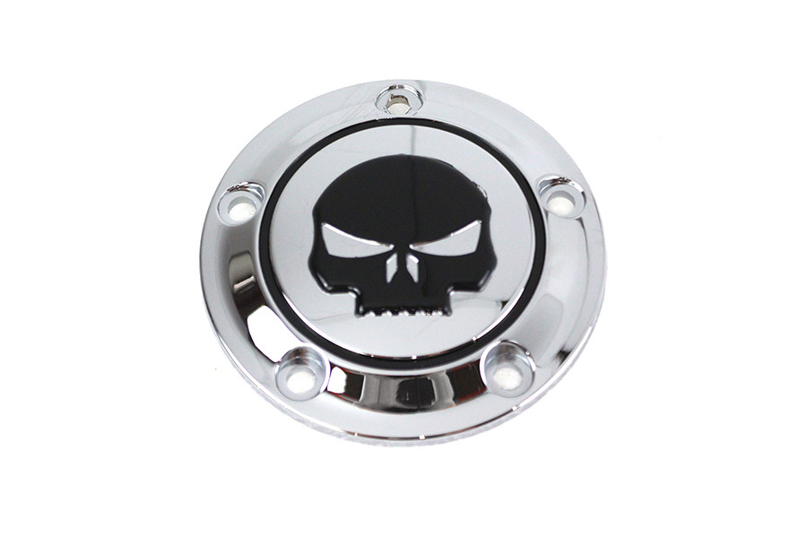 V-Twin #78282 - Skull Ignition System Cover 5-Hole Chrome