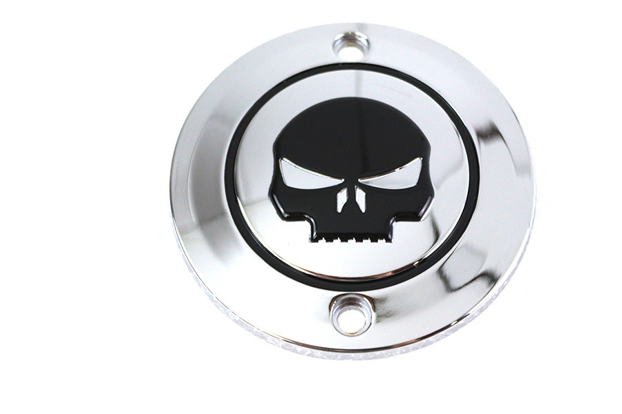 V-Twin #78284 - Skull Ignition System Cover 2-Hole Chrome