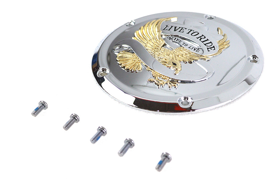 V-Twin #77926G - 5-Hole Derby Cover Gold Inlay