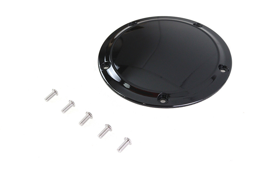 V-Twin #77615B - Gloss Black 5 Hole Smooth Derby Cover