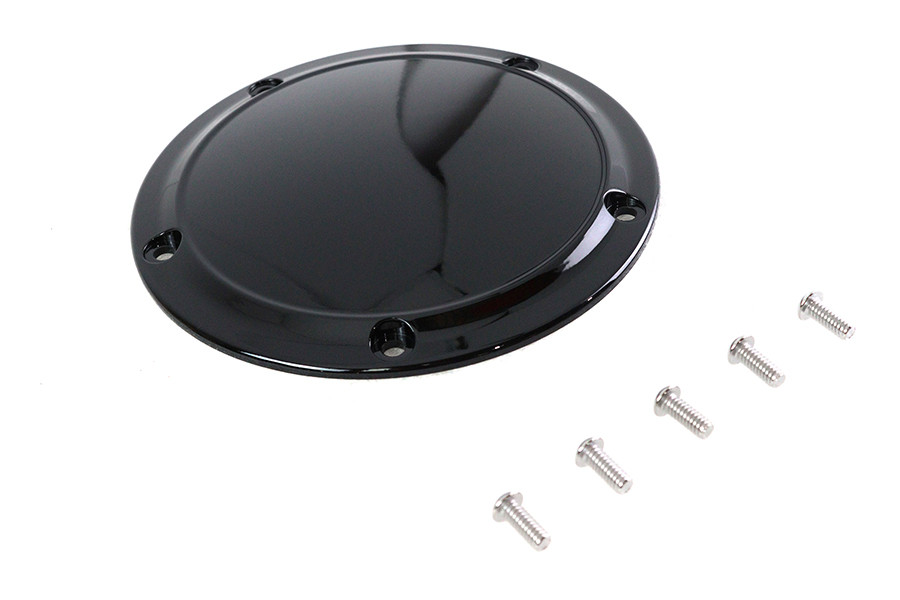 V-Twin #77615B - Gloss Black 5 Hole Smooth Derby Cover