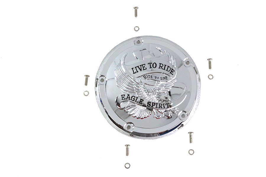 V-Twin #78617E - Eagle Spirit Derby Cover Chrome