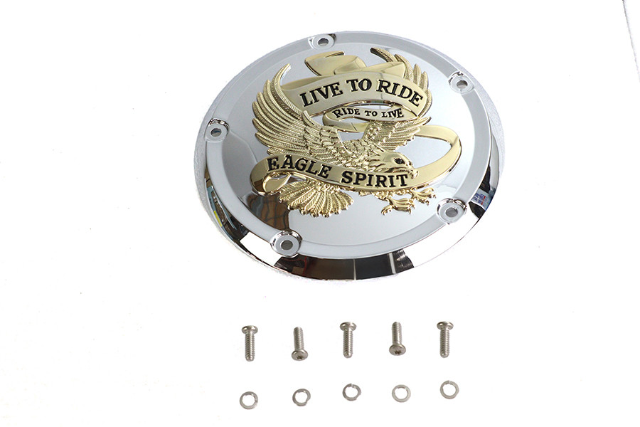 V-Twin #78617G - 5-Hole Derby Cover Gold Inlay
