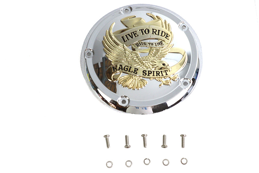 V-Twin #78617G - 5-Hole Derby Cover Gold Inlay