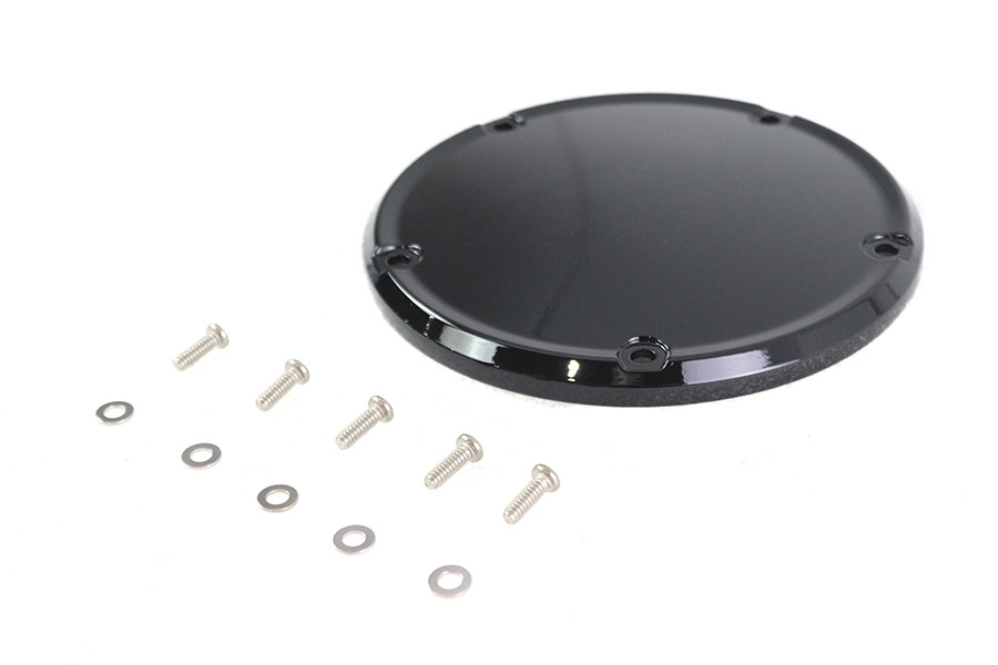 V-Twin #78617B - M8 Gloss Black 5-Hole Smooth Derby Cover
