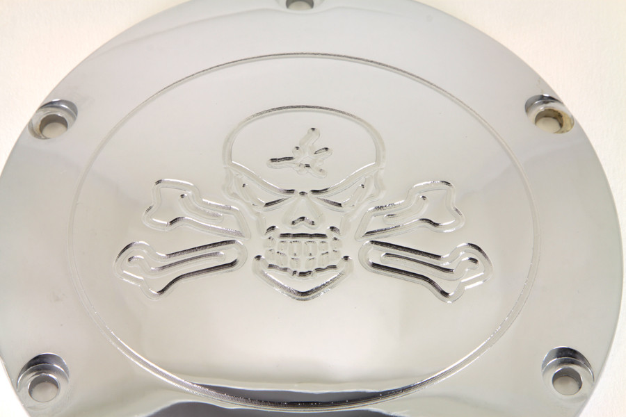 V-Twin - Skull with Cross Bones Derby Cover Chrome