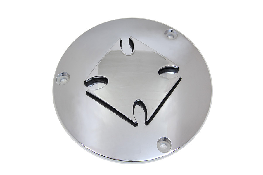 V-Twin #301010 - Iron Cross Raised Primary Derby Cover Chrome Billet