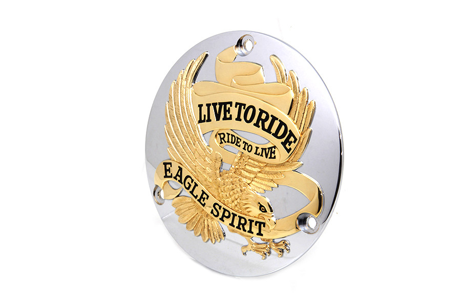 V-Twin #71941 - Eagle Spirit Derby Cover Gold Inlay