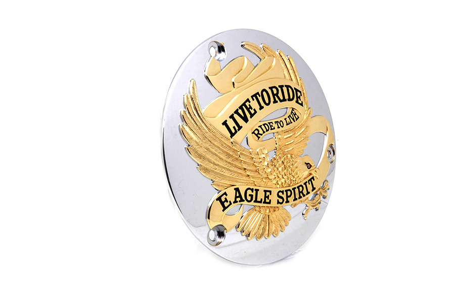V-Twin #71941 - Eagle Spirit Derby Cover Gold Inlay