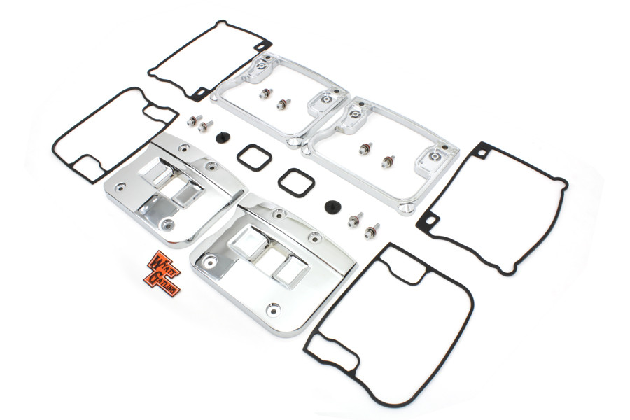 Motorshop #73156 - Wyatt Gatling Top Rocker Box Cover and D-Ring Set Chrome