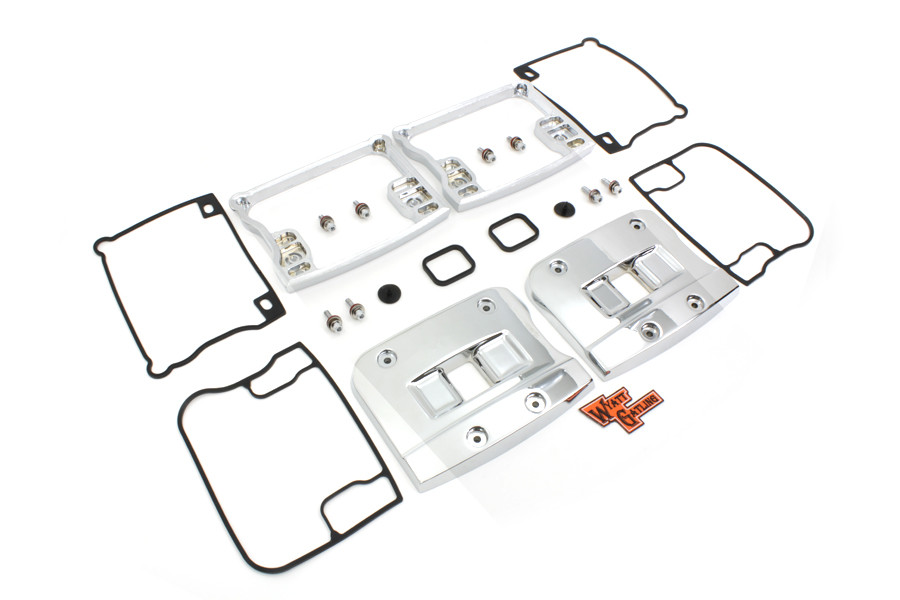 Motorshop #73156 - Wyatt Gatling Top Rocker Box Cover and D-Ring Set Chrome
