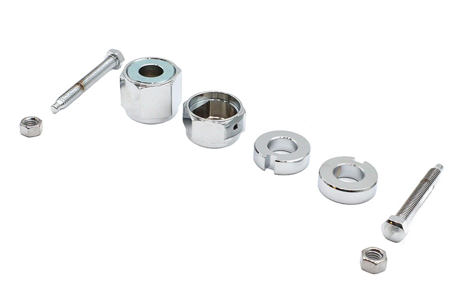 V-Twin - Chrome Rear Axle Adjuster and Nut Kit