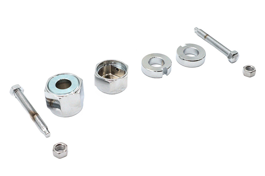V-Twin - Chrome Rear Axle Adjuster and Nut Kit