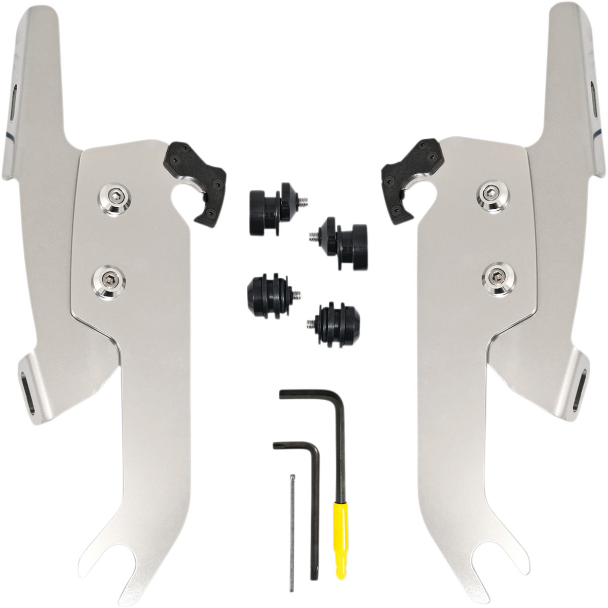 Memphis Shades #MEK2051 - Fats/Slim Windshield Trigger Lock Complete Mount Kit - Polished - FLSL