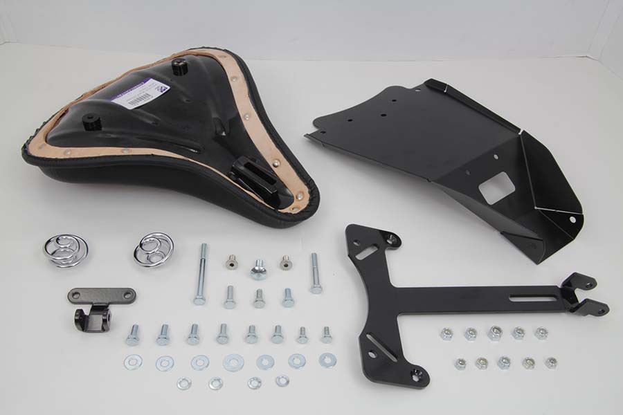 V-Twin - Black Leather Solo Seat and Mount Kit