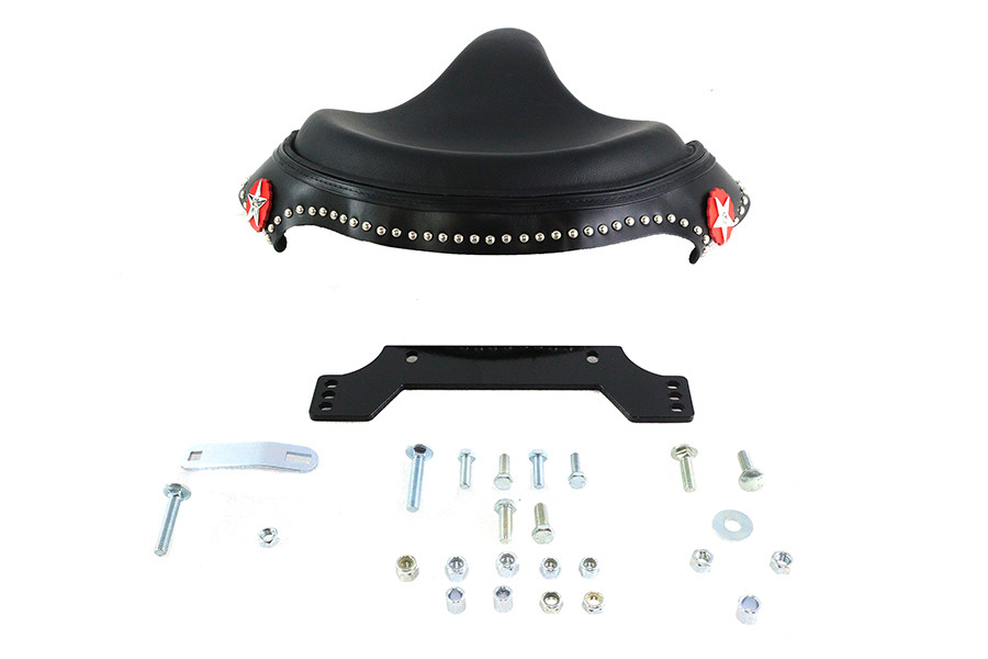 V-Twin - Black Leather Police Solo Seat Kit