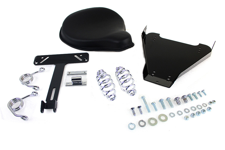 V-Twin - Black Leather Solo Seat With Mount Kit