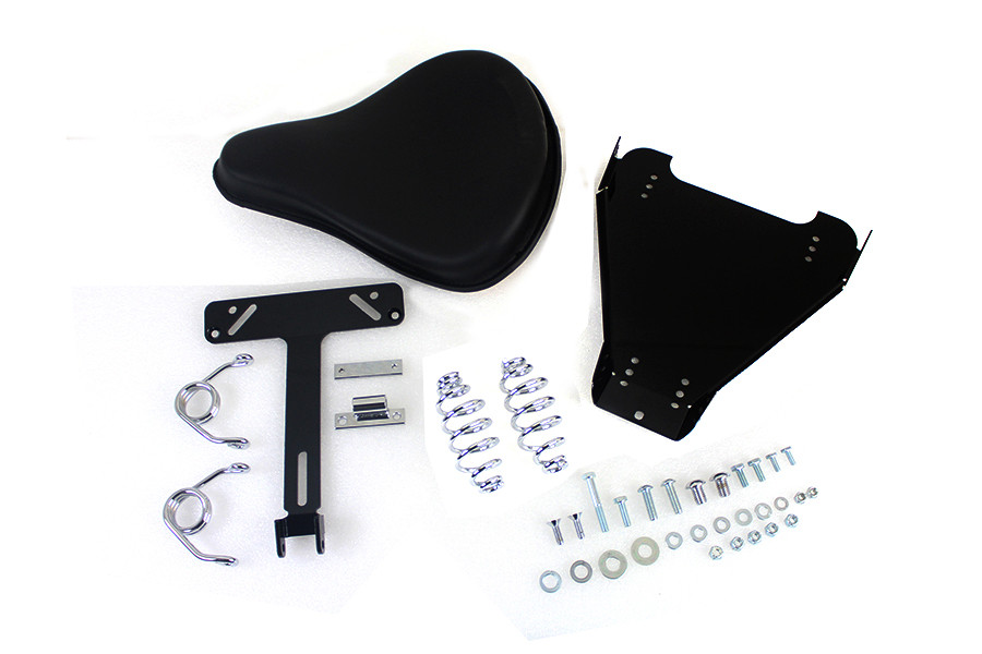 V-Twin - Black Leather Solo Seat With Mount Kit