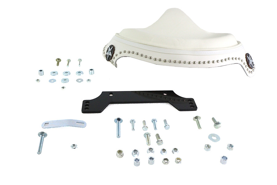 V-Twin - White Leather Solo Seat Kit