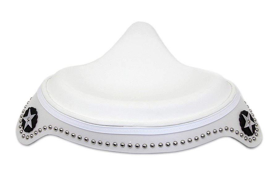 V-Twin - White Leather Solo Seat with Skirt
