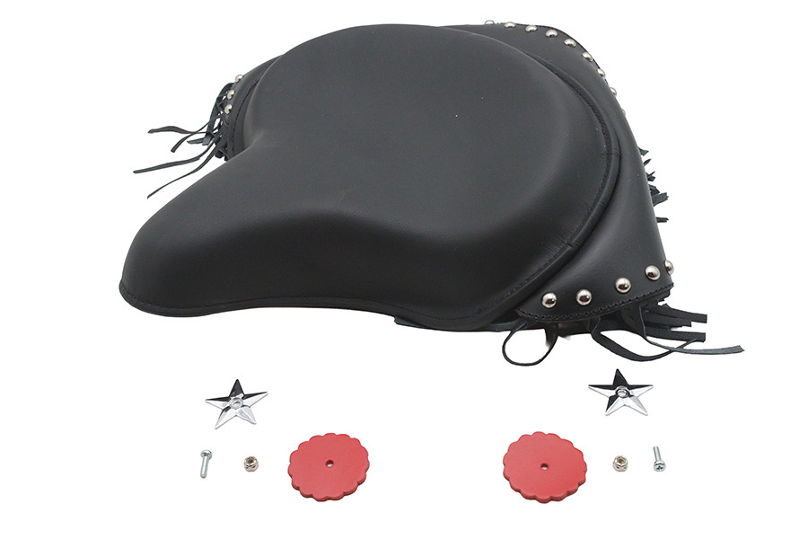 V-Twin - Factory Sample Black Deluxe Solo Seat with Fringe Skirt