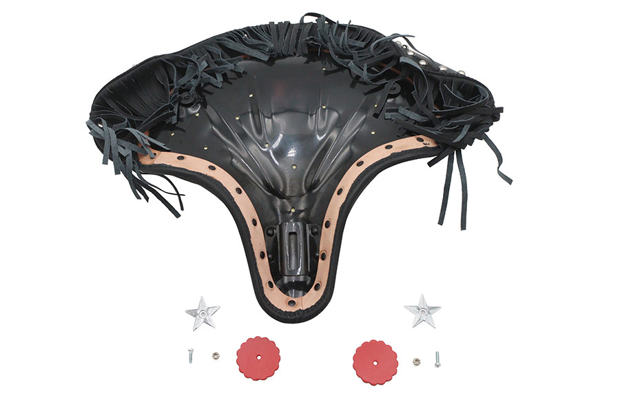 V-Twin - Factory Sample Black Deluxe Solo Seat with Fringe Skirt