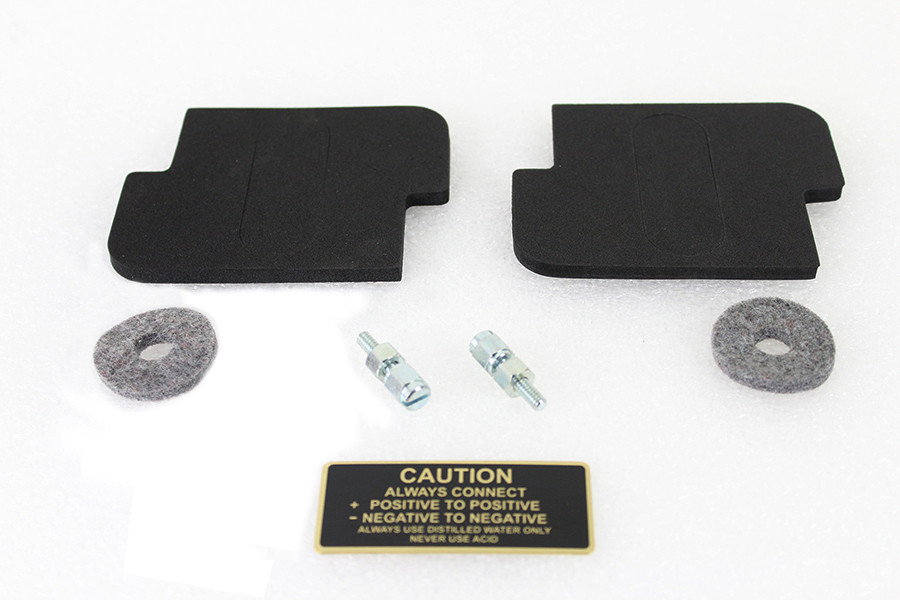 V-Twin #63649 - Battery Caution Tag & Terminal Kit Brass