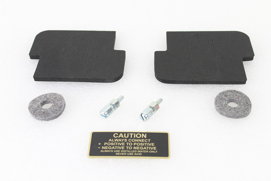 V-Twin #63649 - Battery Caution Tag & Terminal Kit Brass