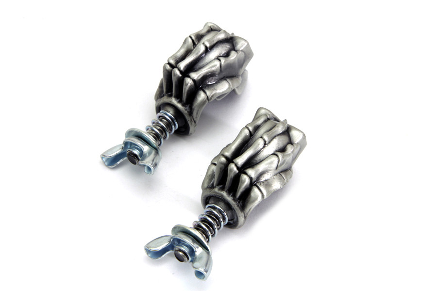 V-Twin #13-1225 - Skull with Skeleton Hand License Plate Topper Set