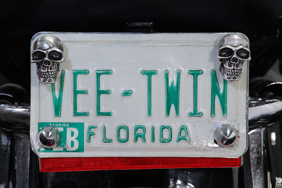 V-Twin - Silver Skull License Plate Bolt Set