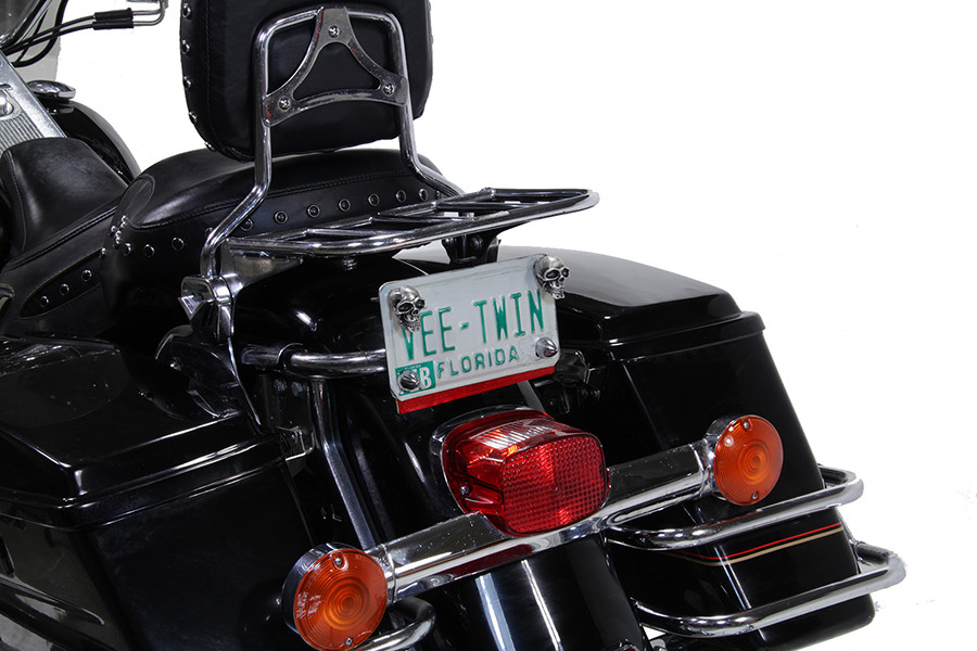V-Twin - Silver Skull License Plate Bolt Set