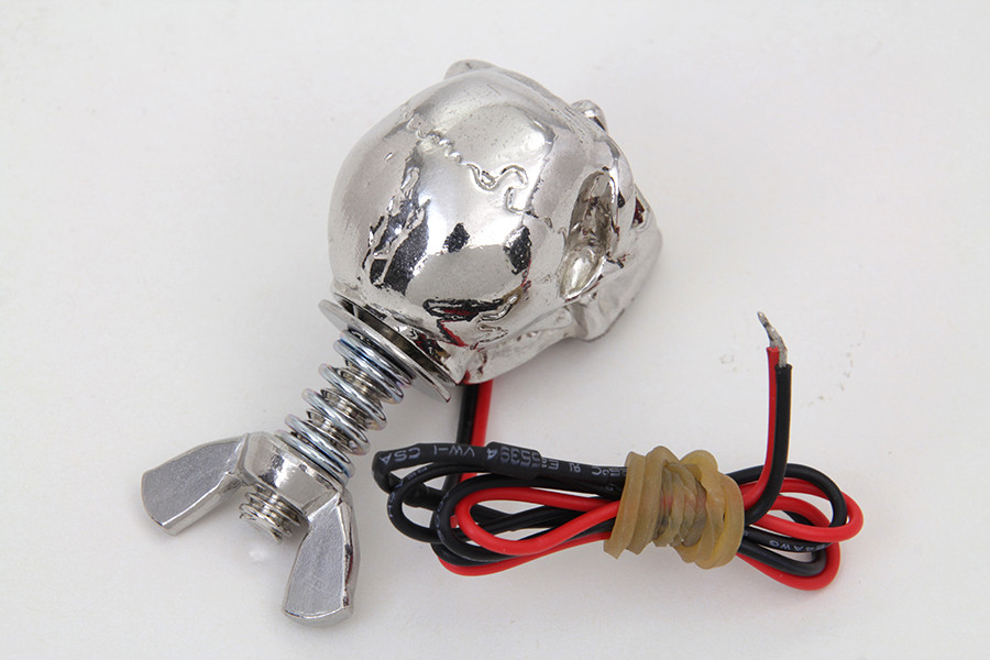 V-Twin - Silver Skull License Plate Bolt Set with LED