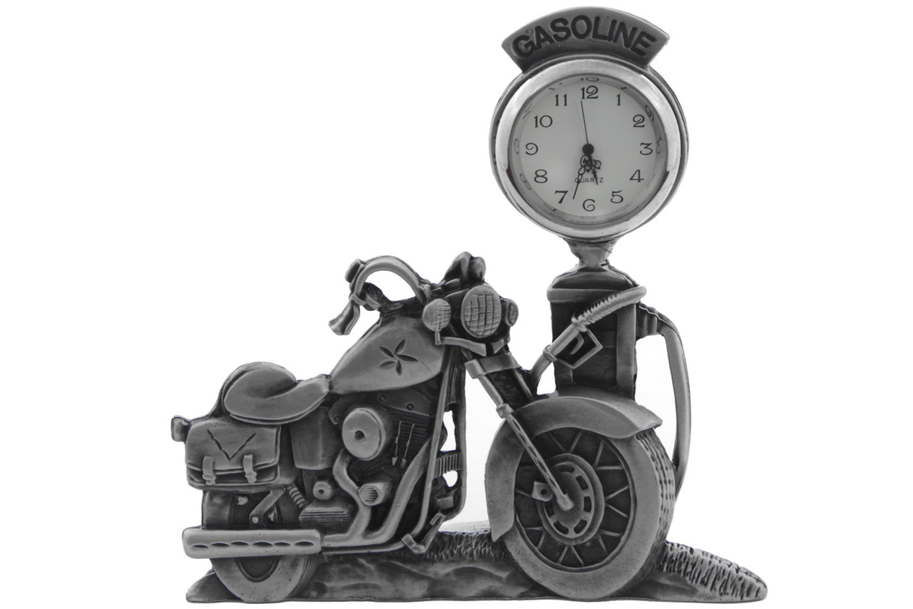 V-Twin - V-Twin Pewter Motorcycle Clock 4-1/2 inch Tall