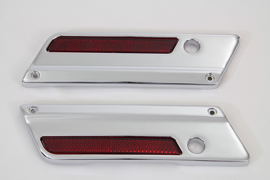 V-Twin - Wyatt Gatling Saddlebag Face Plate with Red Reflector Set