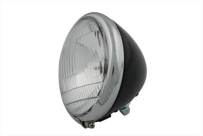 V-Twin #20-0327 *QTY12* - 6-1/2 inch Spring Fork 6 Volt Headlamp Black