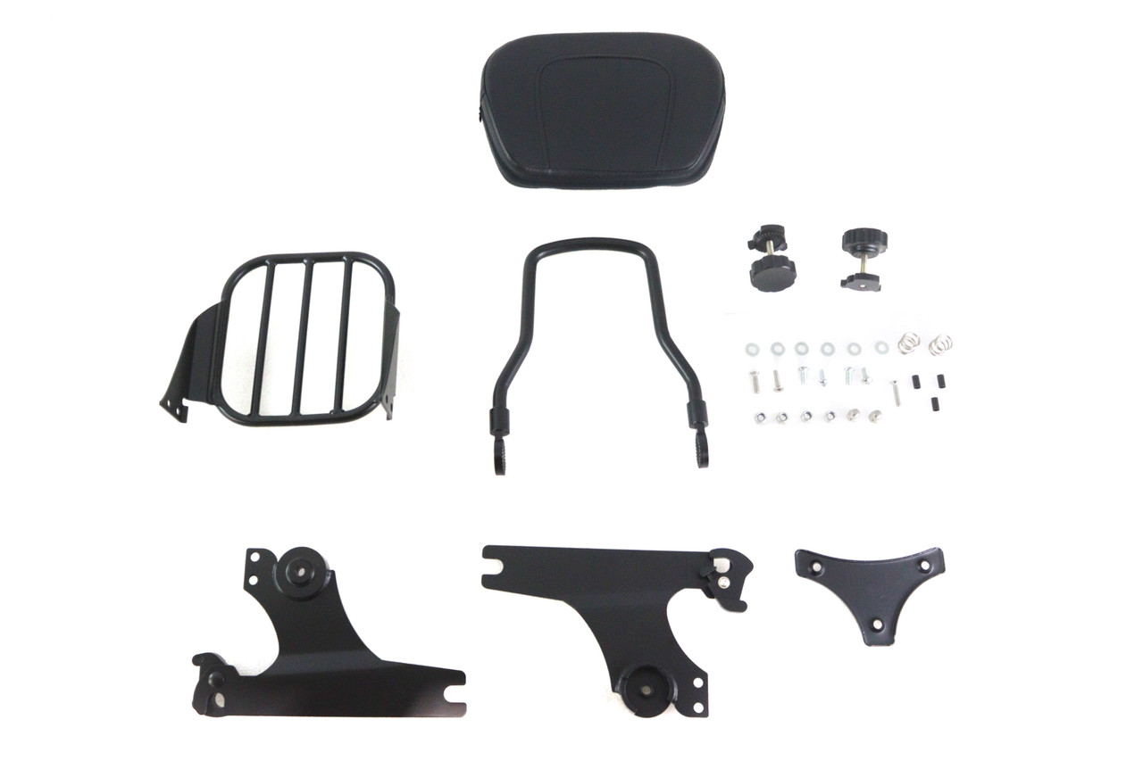 V-Twin #80238B - Gloss Black Sissy Bar and Rack