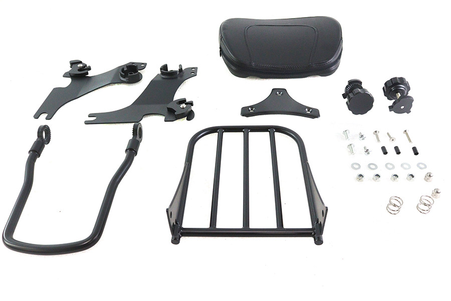 V-Twin #80239B - Gloss Black Sissy Bar and Rack