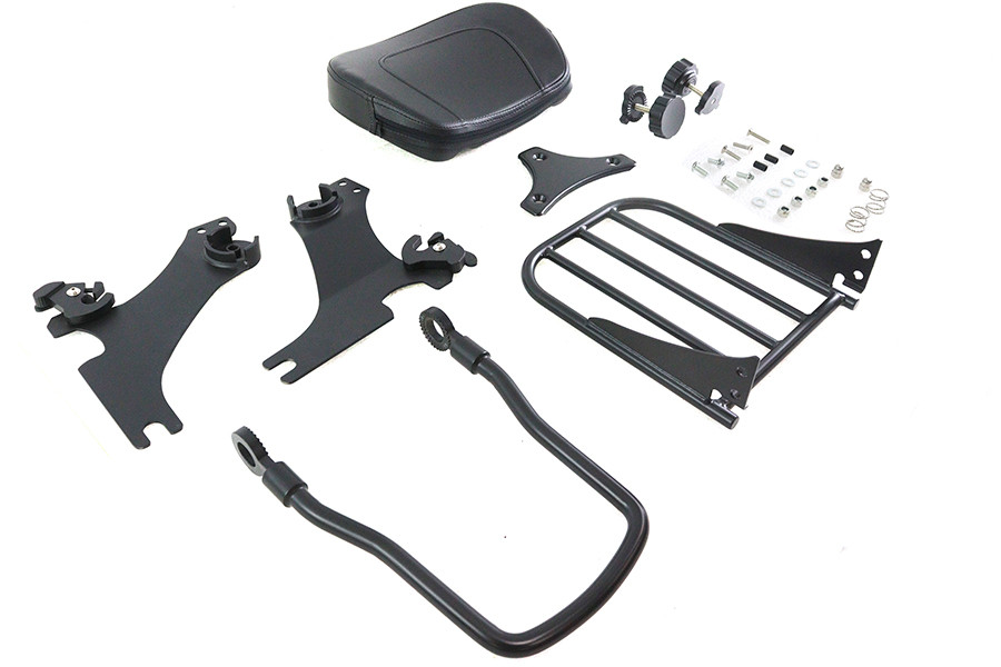V-Twin #80239B - Gloss Black Sissy Bar and Rack