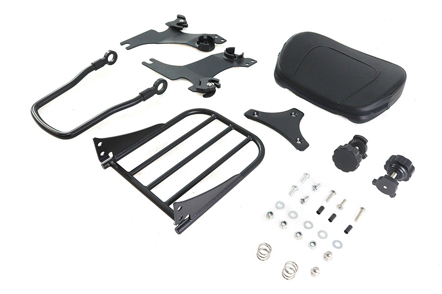 V-Twin #80239B - Gloss Black Sissy Bar and Rack