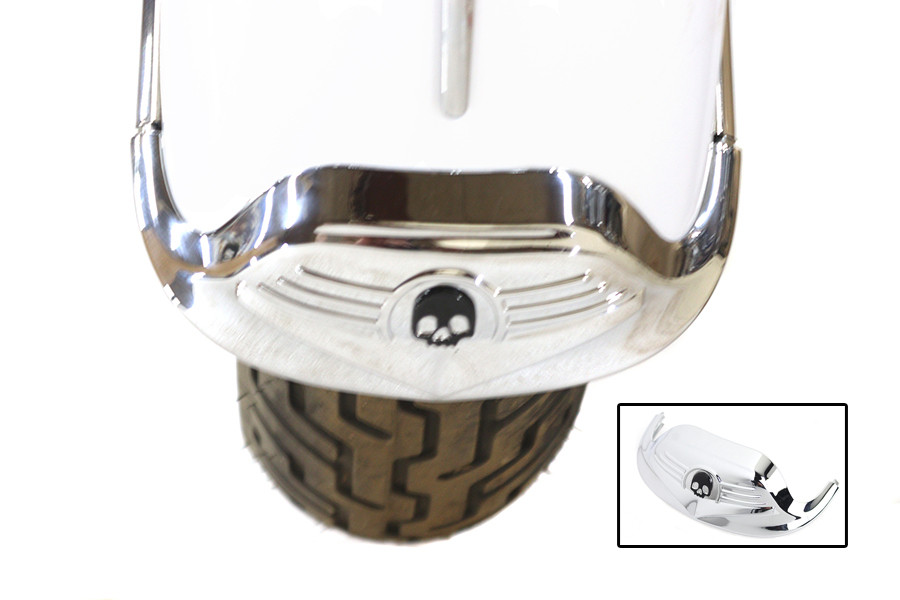 V-Twin - Skull Front Fender Tip Chrome