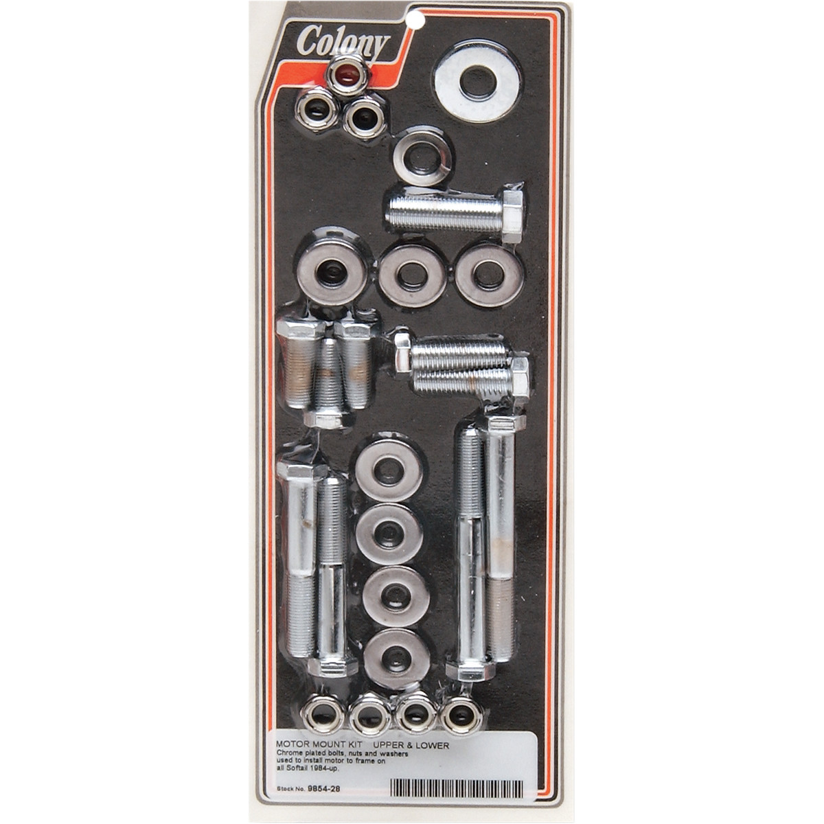 Colony #9854-28 - Bolt Kit - Upper/Lower/Motor Mount - Hex - Chrome - '84-'99 Softail