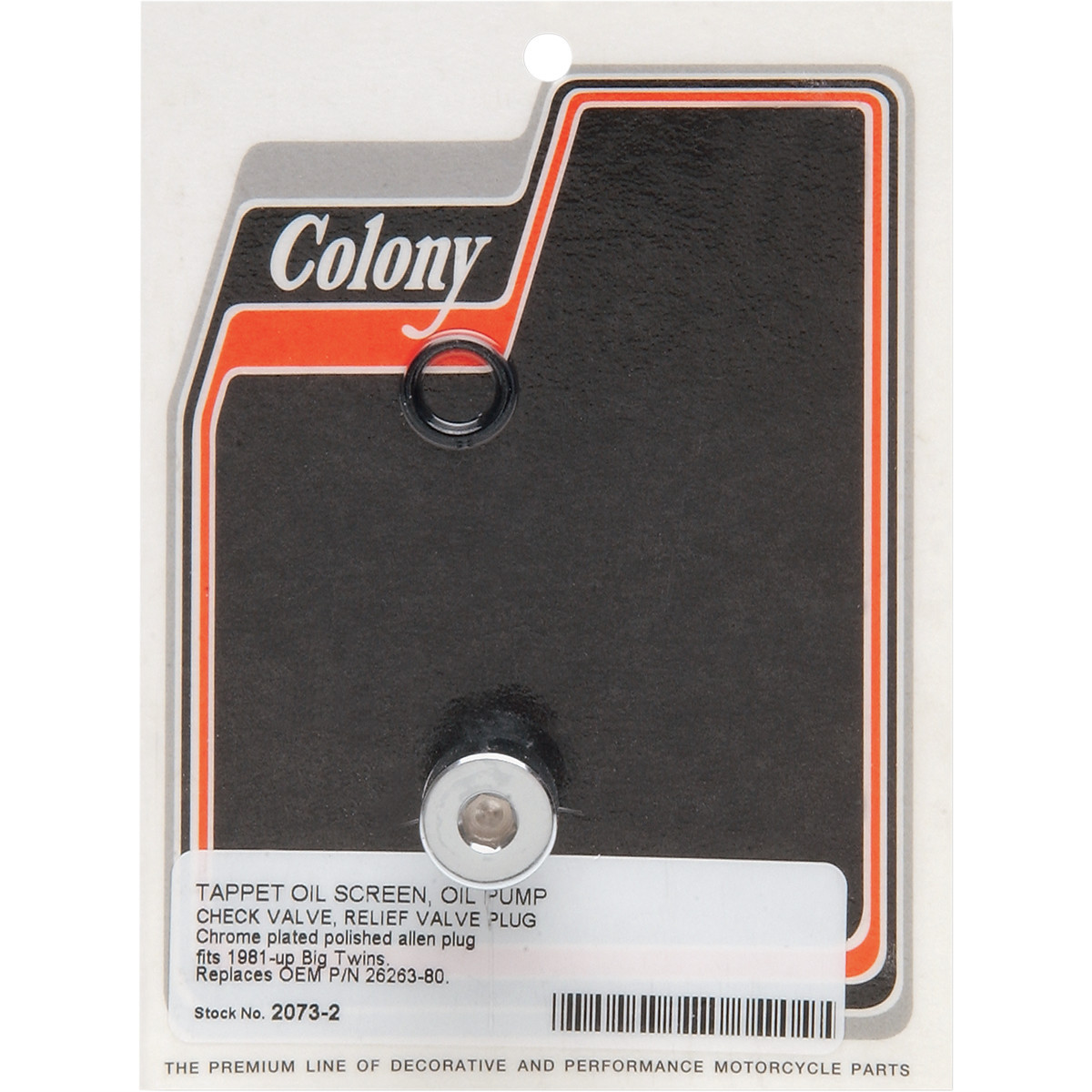 Colony #2073-2 - Plug Kit - Oil Pump - Big Twin