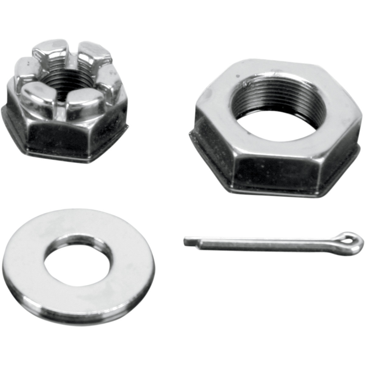 Colony #8162-3 - Nuts with Washers Kit - Front/Axle - Hex - Chrome - '66-'71 Touring