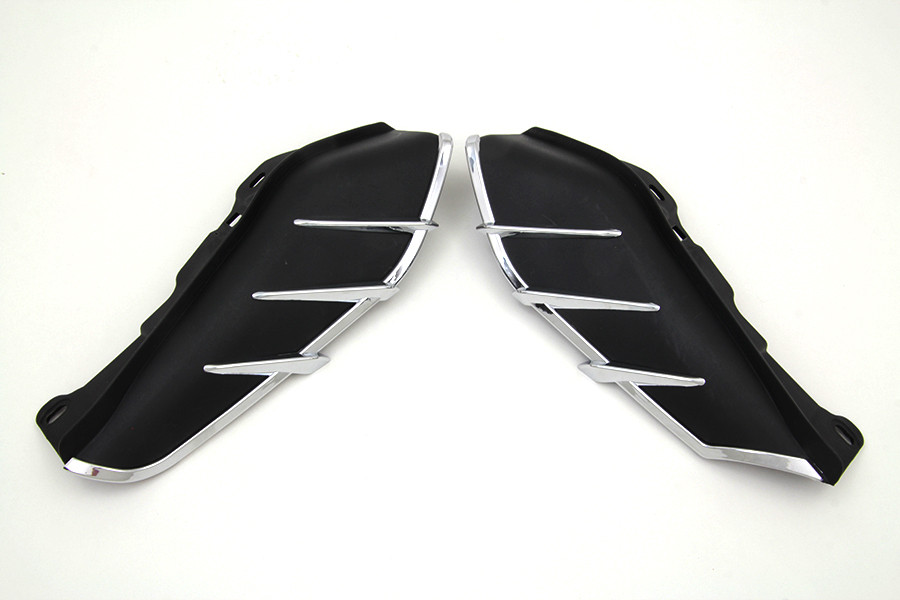 V-Twin #78126 - Black Windshield Deflector Set with Chrome Trim