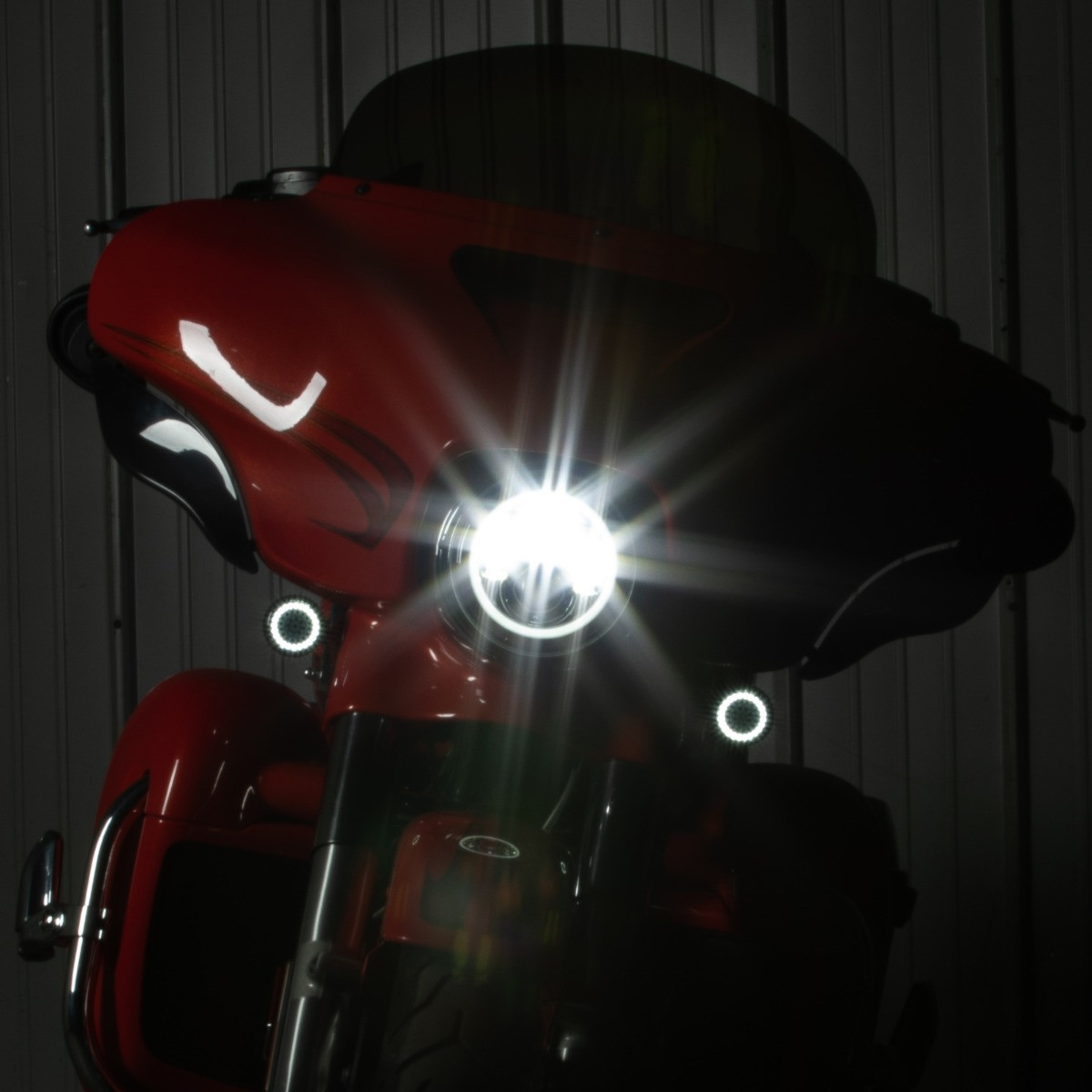 Hogworks 7" Led Chrome Halomaker® Headlight (daymaker Replacement) for Harley® Touring & Softail