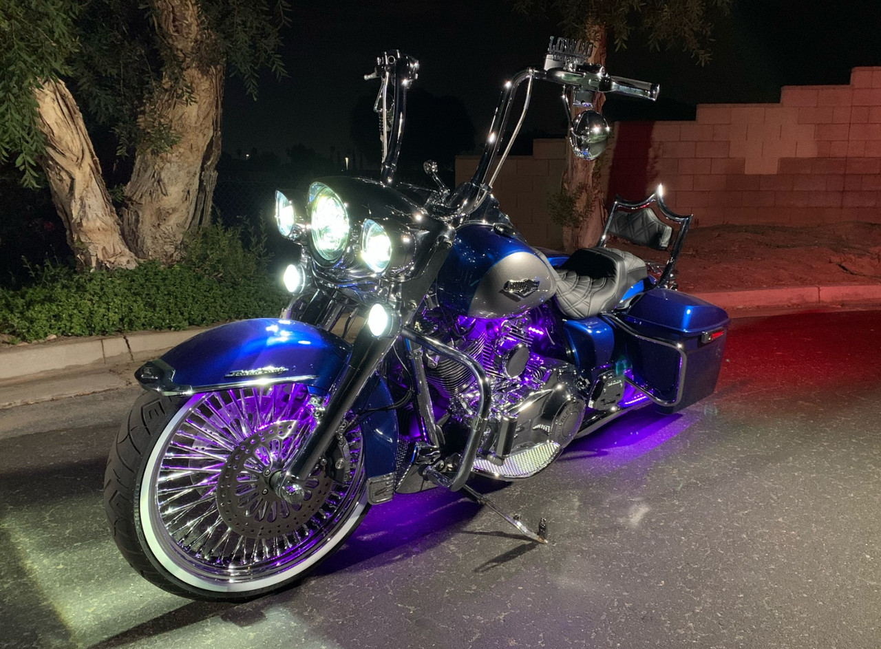 Hogworks 7" Led Chrome Headlight (daymaker Replacement) with Auxiliary Passing Lamps for Harley® Touring & Softail