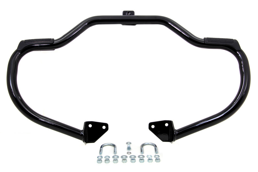 V-Twin - Black Front Engine Bar with Footpeg Pads