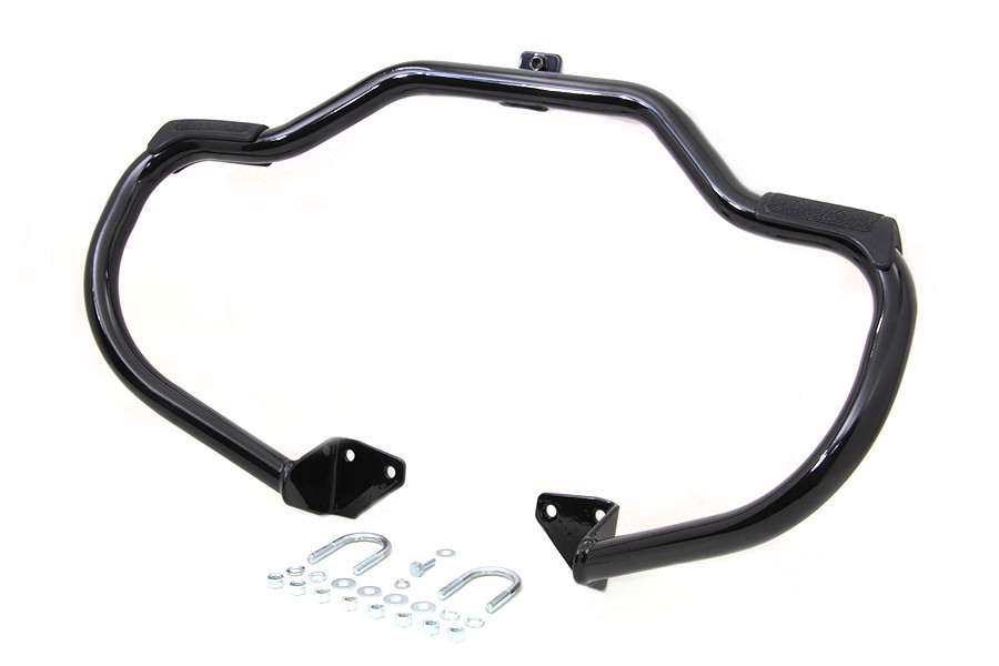 V-Twin - Black Front Engine Bar with Footpeg Pads